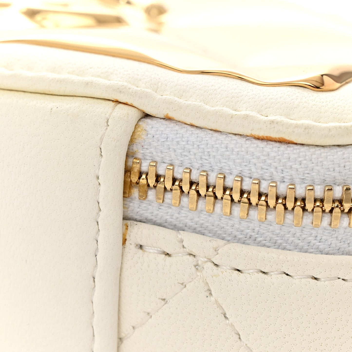 Lambskin Quilted Mini Golden Plate Clutch With Chain White