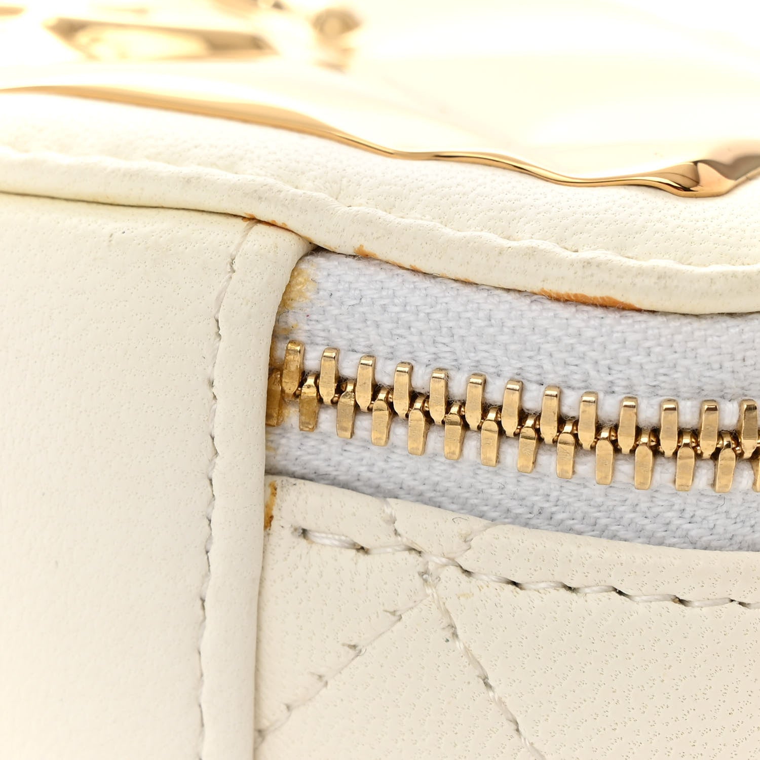 Chanel Lambskin Quilted Mini Golden Plate Clutch With Chain White 12 of 12