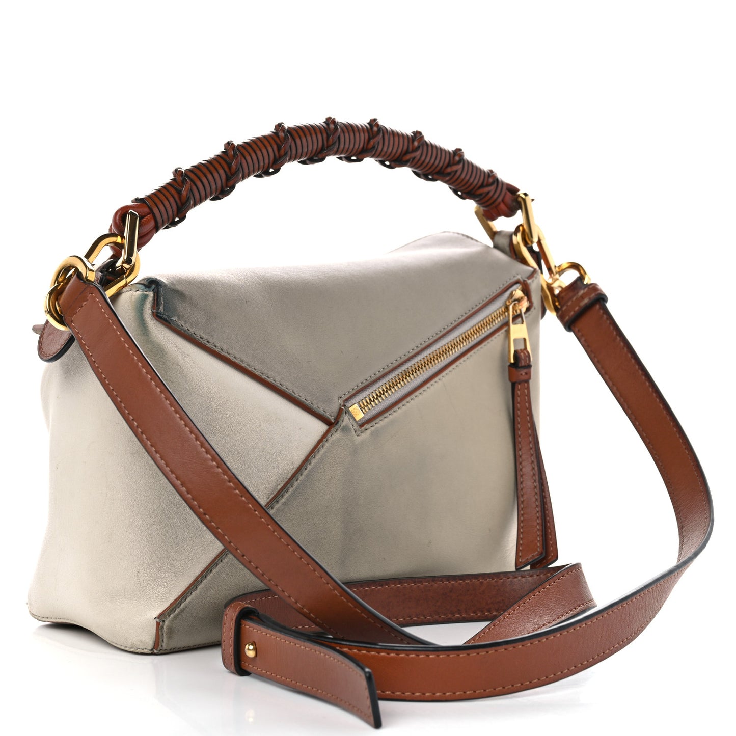 Calfskin Small Puzzle Edge Bag Ghost Soft White