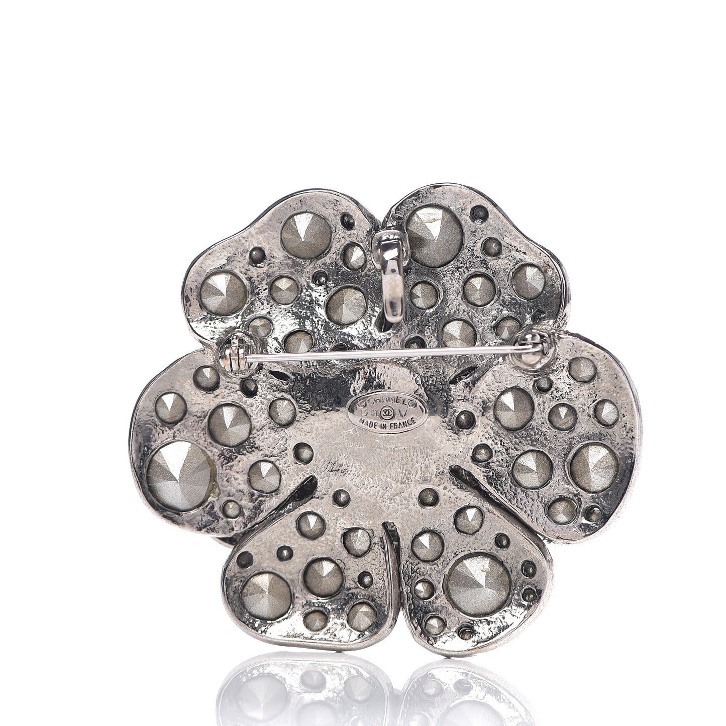 Swarovski Crystal Camellia CC Brooch Silver