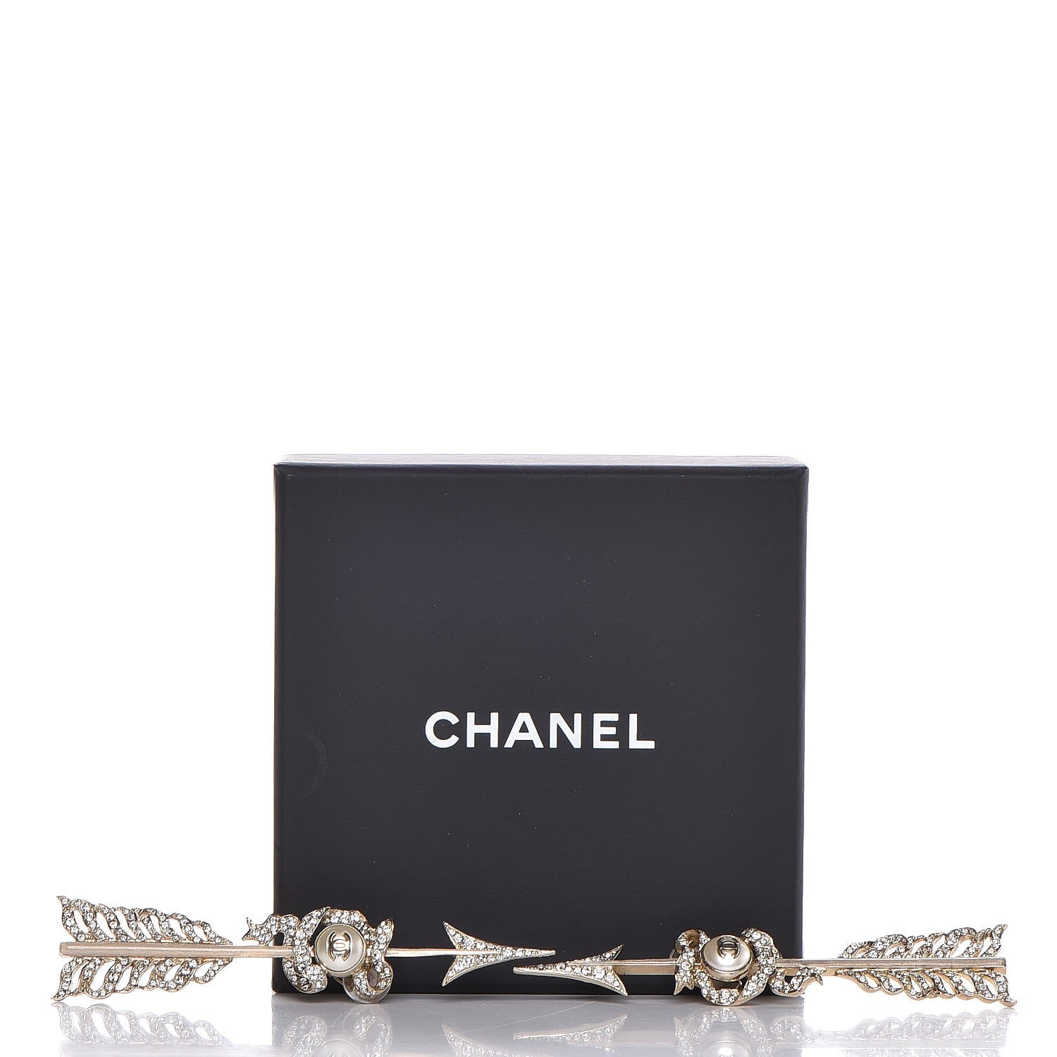 Chanel Crystal Pearl CC Arrow Clip On Earrings Gold 5 of 5
