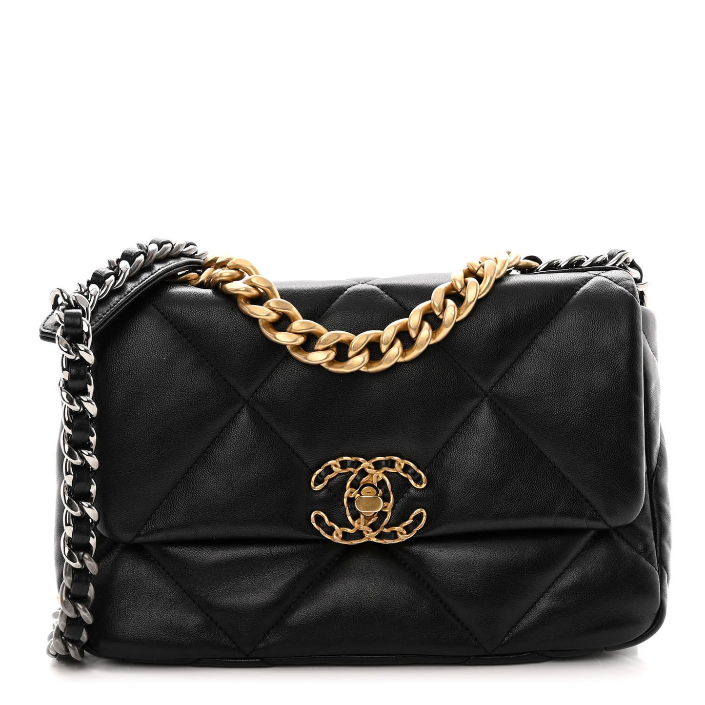 Lambskin Quilted Medium Chanel 19 Flap Black