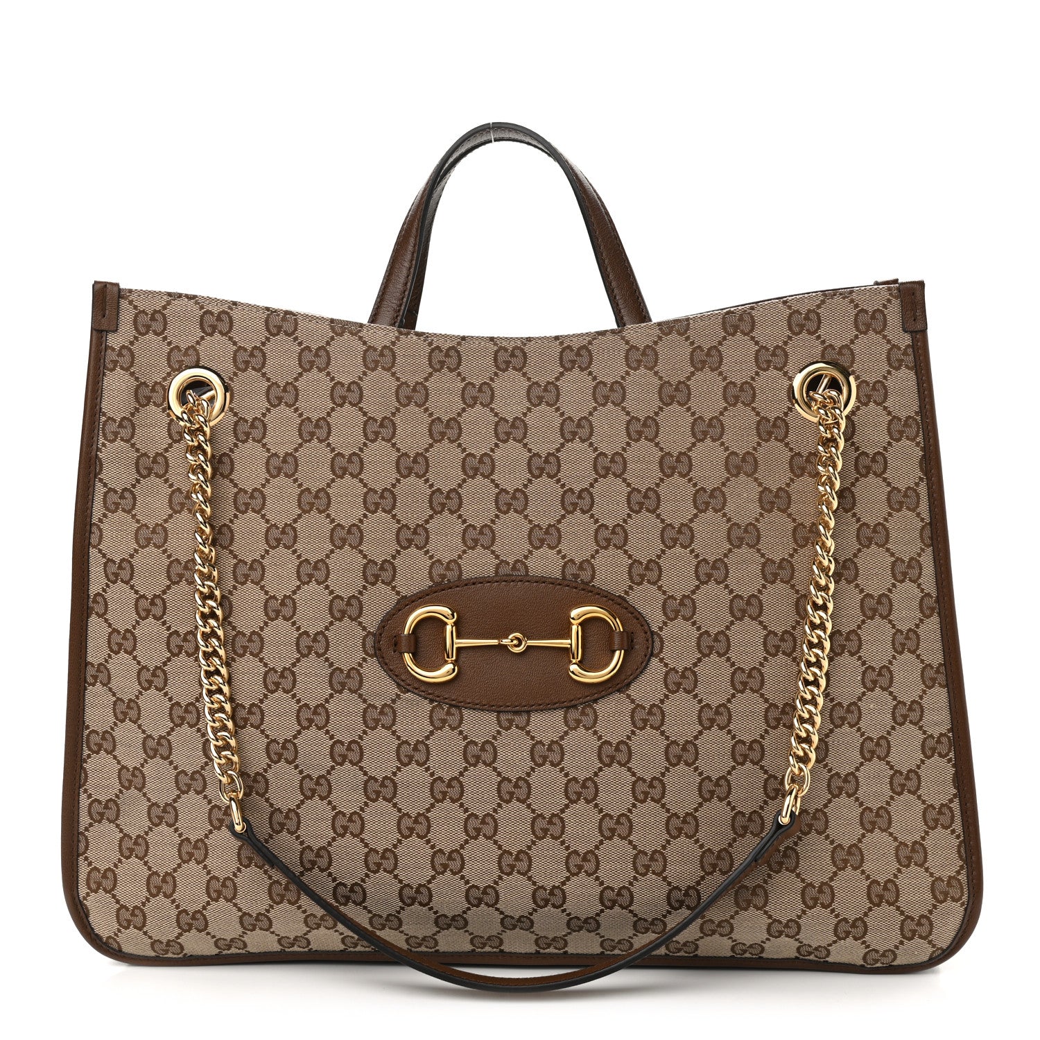Gucci Monogram Calfskin Large Horsebit 1955 Tote Bag Beige Brown Sugar 1 of 10