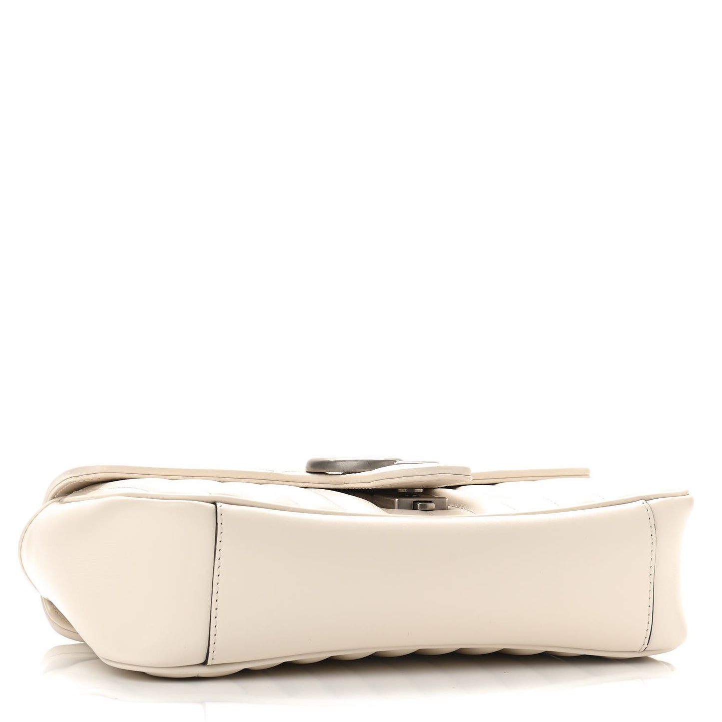 Calfskin Matelasse Aria Small GG Marmont Shoulder Bag Mystic White