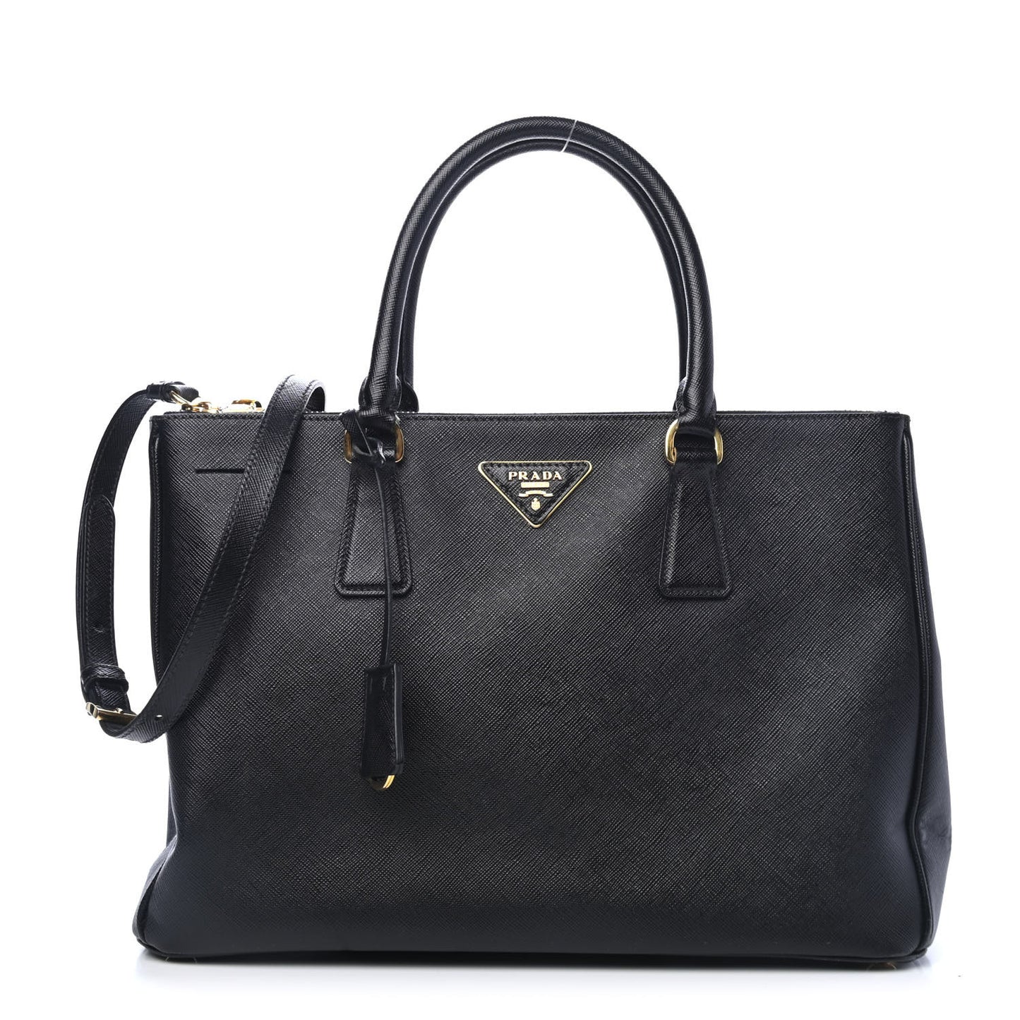 Saffiano Medium Galleria Double Zip Tote Black