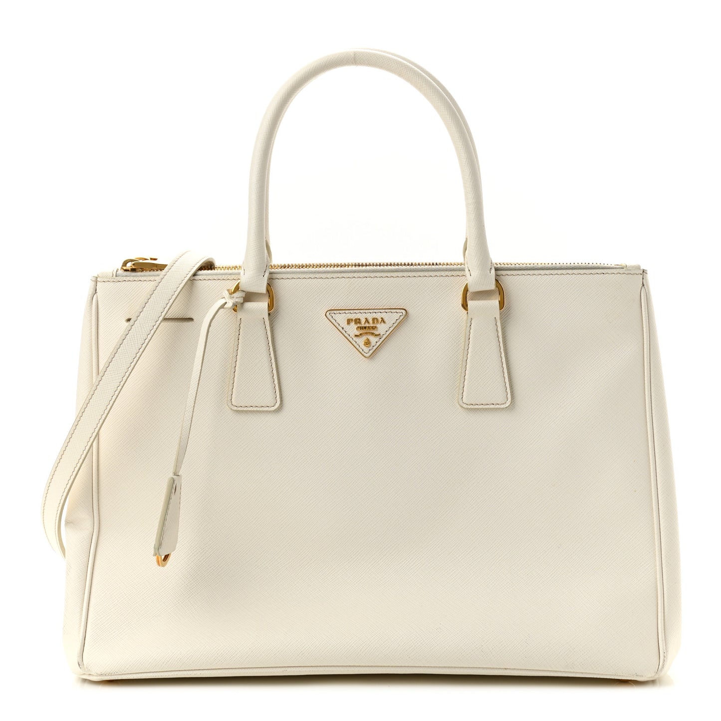 Saffiano Medium Galleria Double Zip Tote Talco