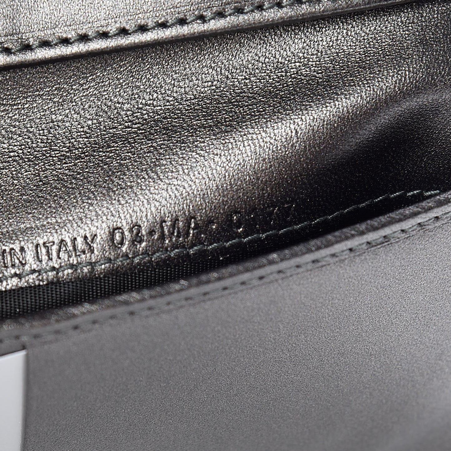 Metallic Grained Calfskin Cannage Diorama Elancee Wallet Gunmetal Grey