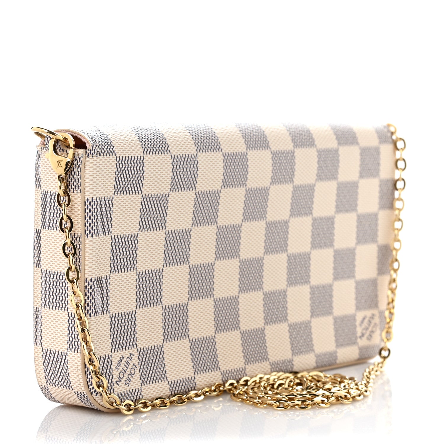 Louis Vuitton Damier Azur Pochette Felicie Chain Wallet Rose Ballerine 4 of 10