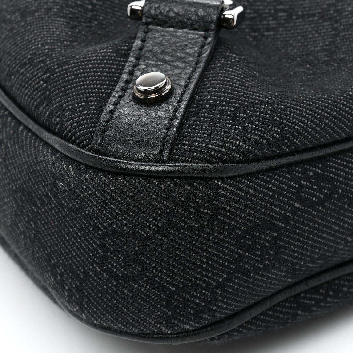 Gucci Denim Monogram Abbey D Ring Hobo Black 11 of 13