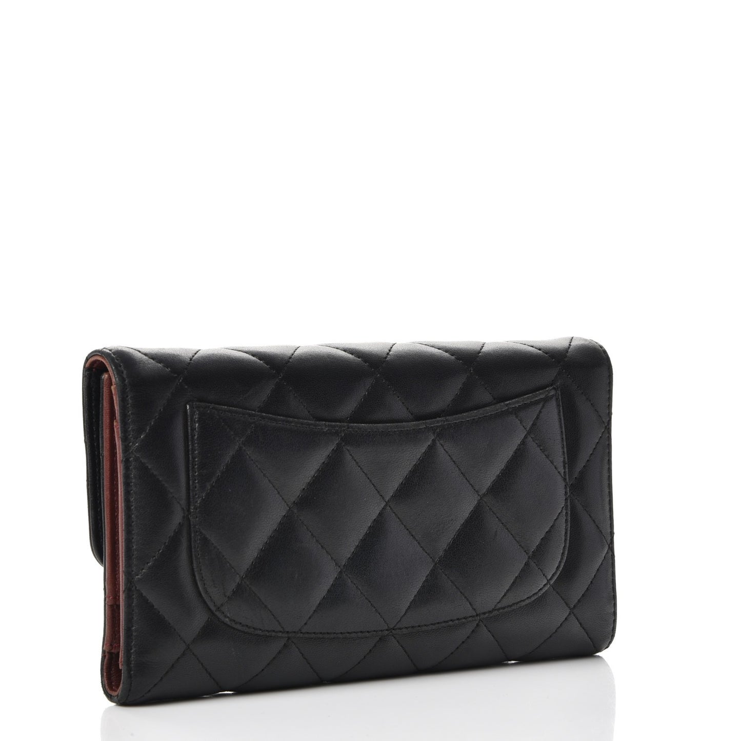 Lambskin Quilted Large Flap Wallet Black