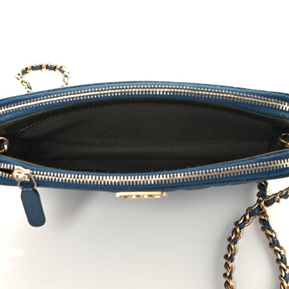 Chanel Caviar Quilted Small Boy Clutch With Chain Blue 4 of 10