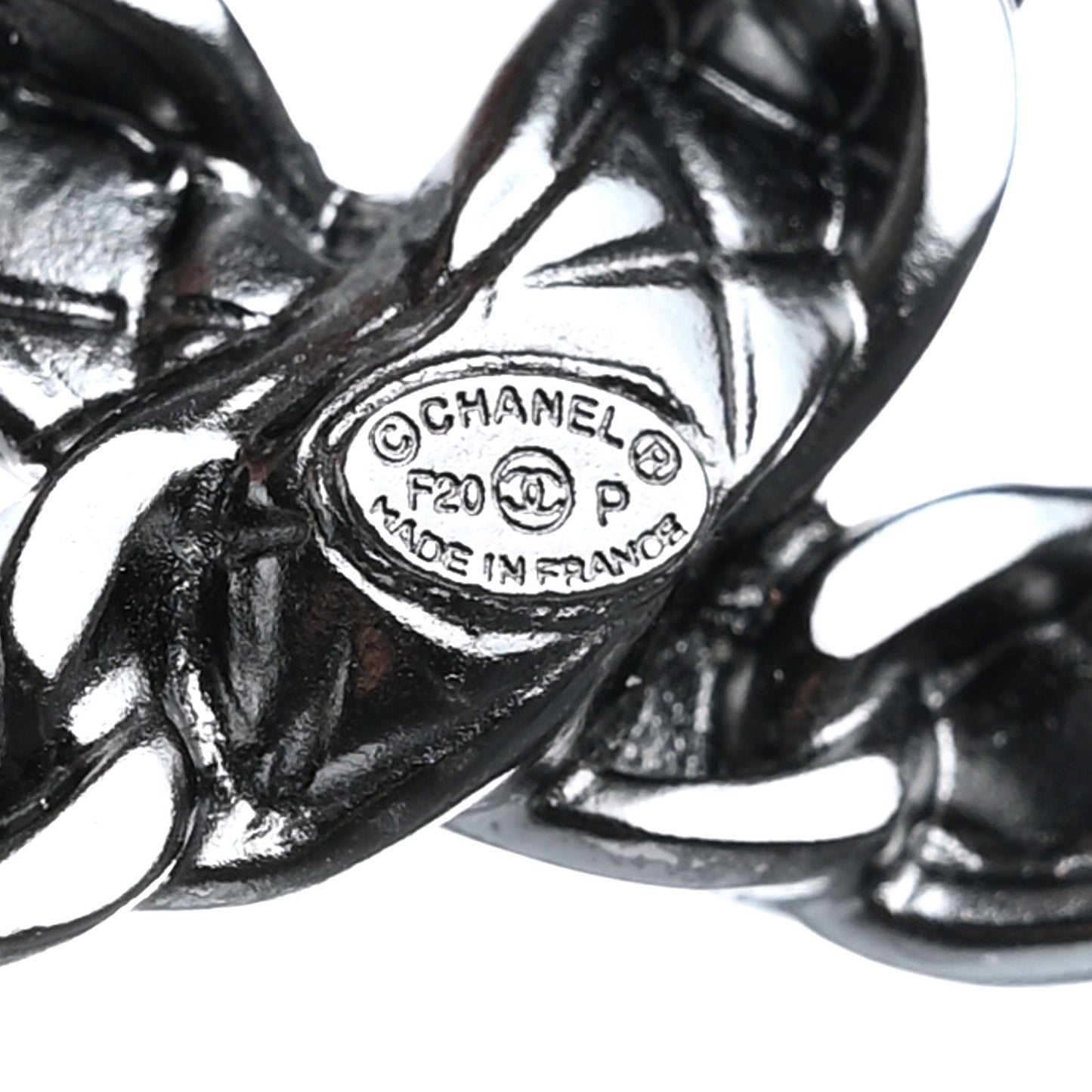 Quilted CC Brooch Ruthenium