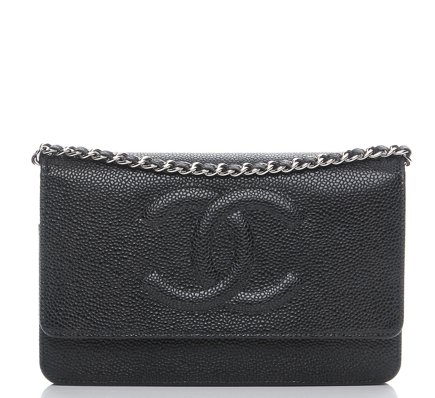 Chanel Caviar Timeless CC Wallet On Chain WOC Black 1 of 9