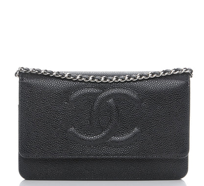 Chanel Caviar Timeless CC Wallet On Chain WOC Black 1 of 9