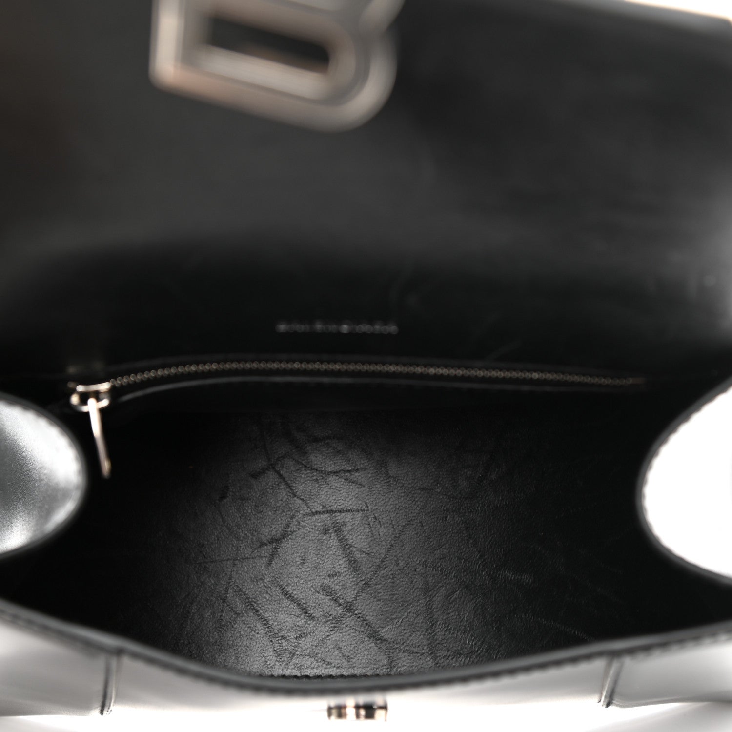 Balenciaga Shiny Box Calfskin Graffiti Logo Small Hourglass Top Handle Bag Black Pink 4 of 8