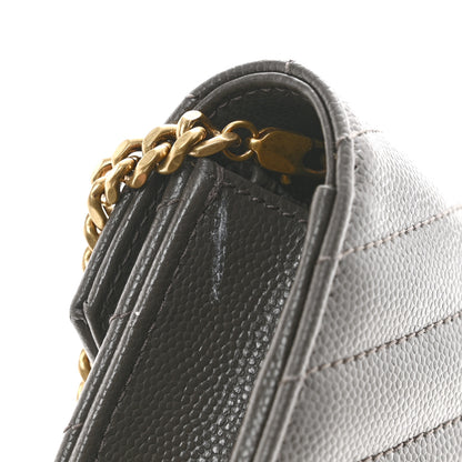 Saint Laurent Grain De Poudre Matelasse Chevron Monogram Envelope Chain Wallet Pebble 13 of 13