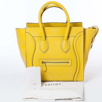 Celine Drummed Calfskin Mini Luggage Citron 10 of 10