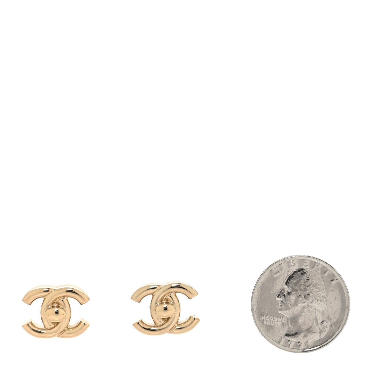 Metal CC Turnlock Earrings Gold
