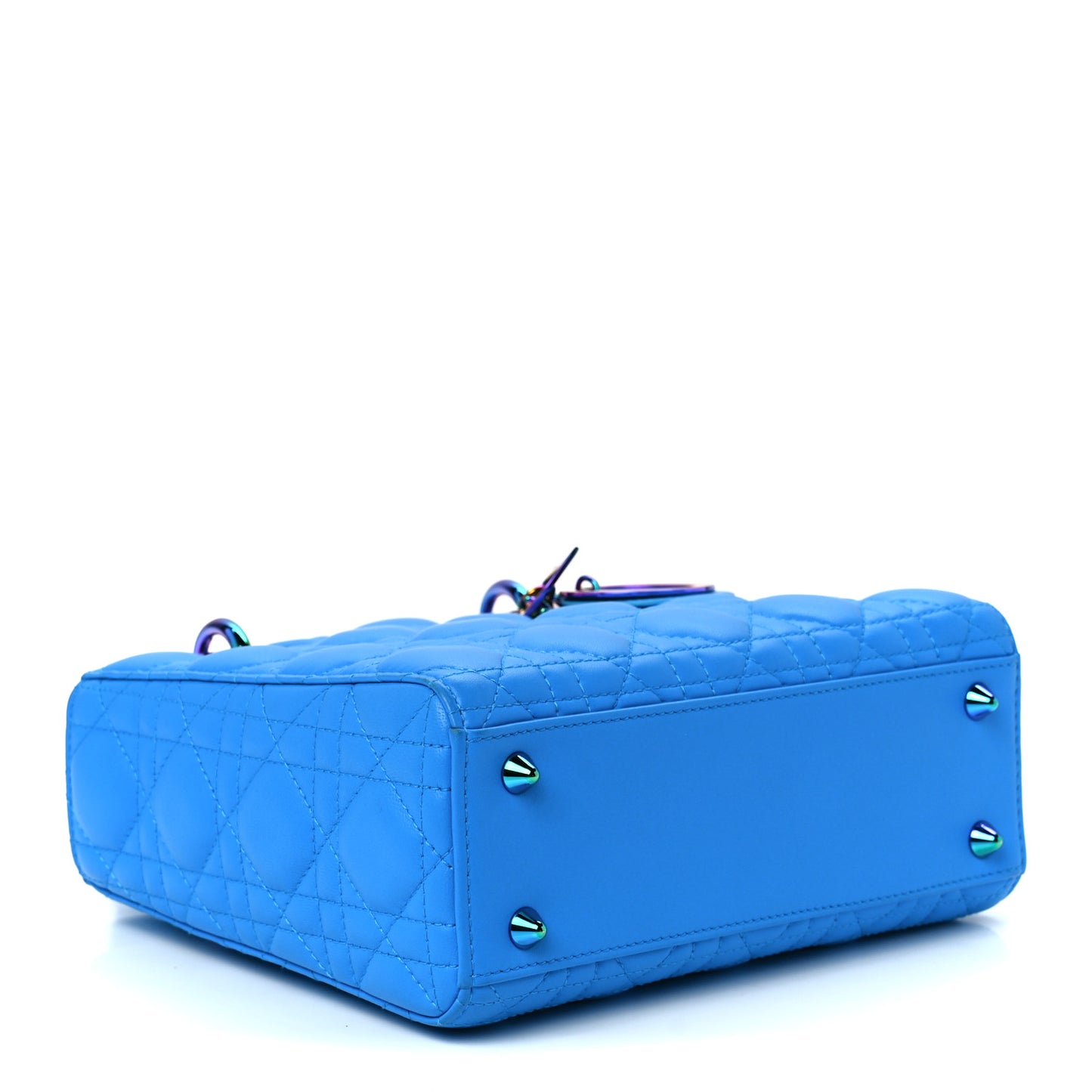 Lambskin Cannage Small Lady Dior Bright Blue