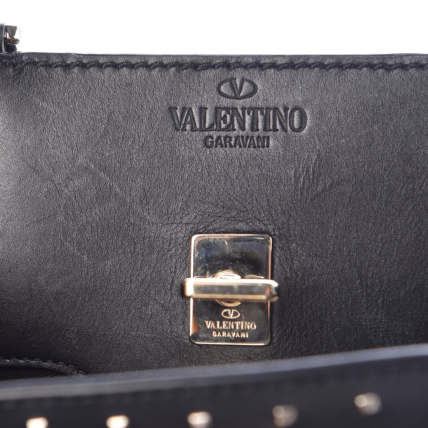 Valentino Garavani Calfskin Studded Small Joylock Satchel Black 8 of 15