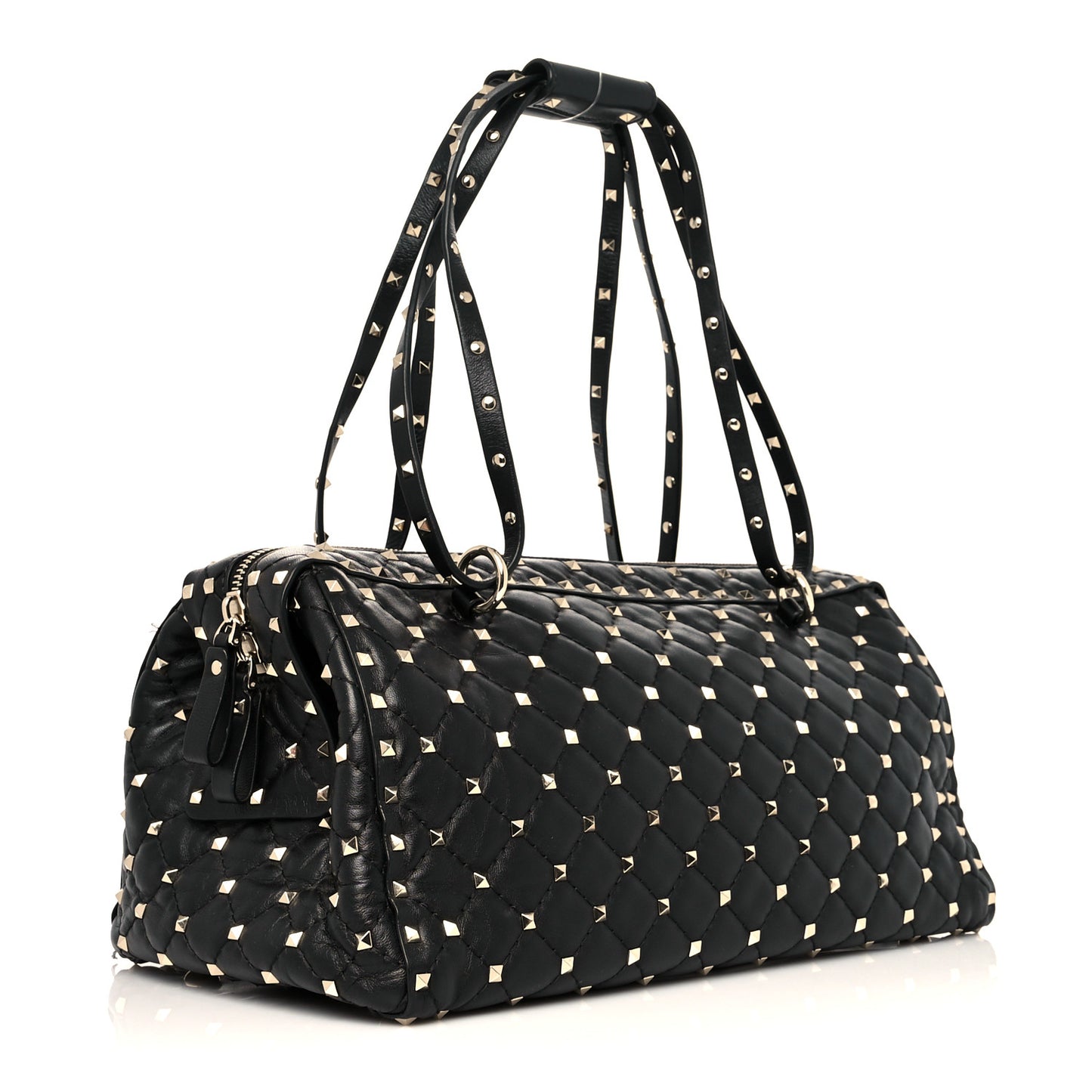Lambskin Rockstud Spike Duffle Bag Black