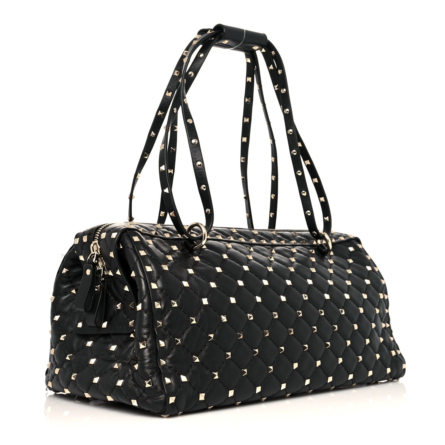 Valentino Garavani Lambskin Rockstud Spike Duffle Bag Black 3 of 11