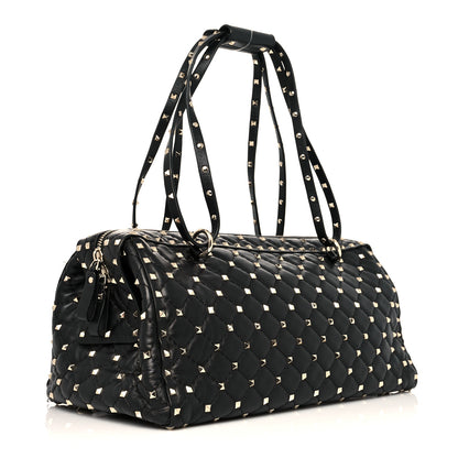 Valentino Garavani Lambskin Rockstud Spike Duffle Bag Black 3 of 11