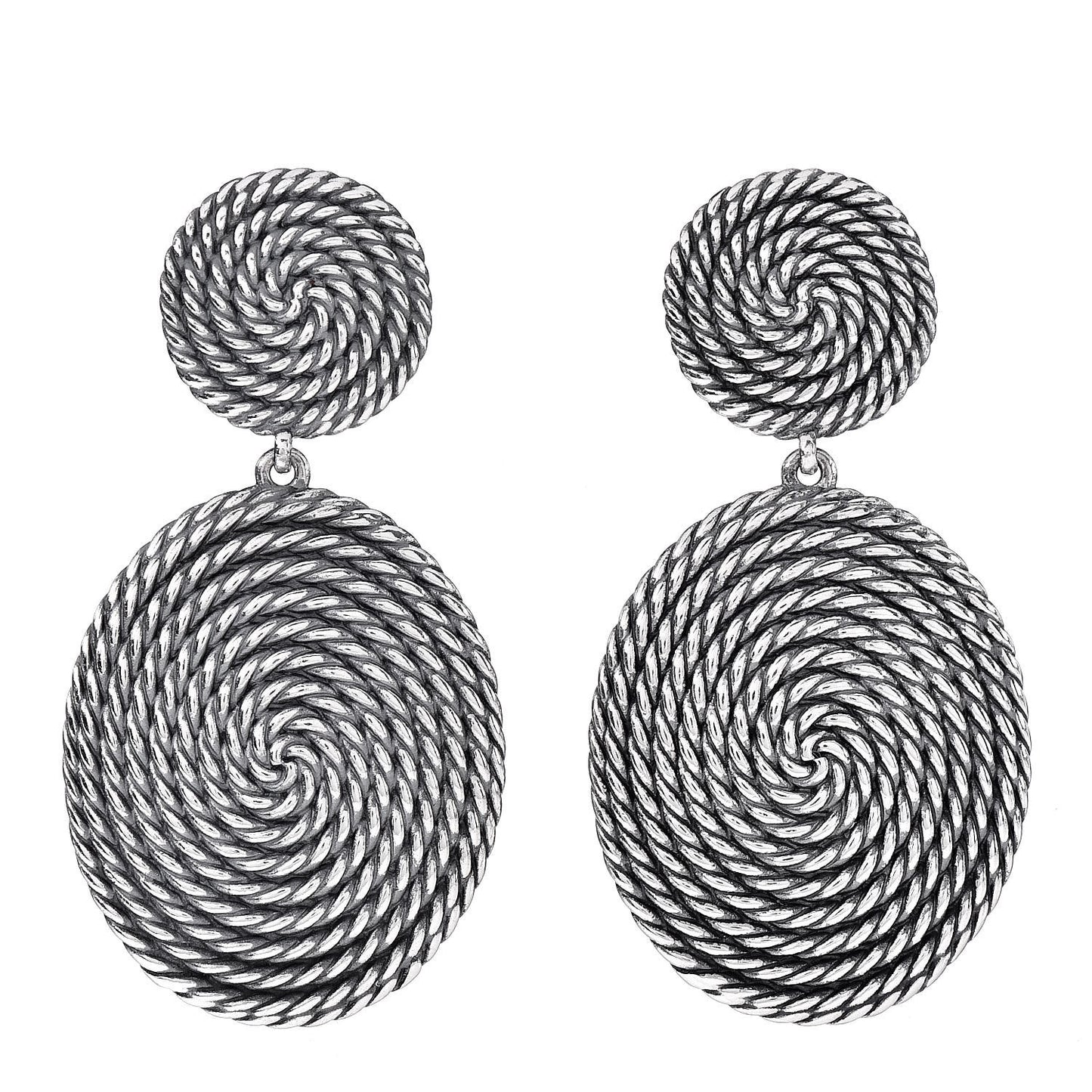 Sterling Silver Cable Coil Double Drop Earrings