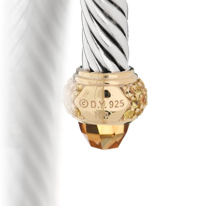 David Yurman Sterling Silver 18K Yellow Gold Citrine Yellow Sapphire 5mm Candy Cable Bracelet 4 of 4