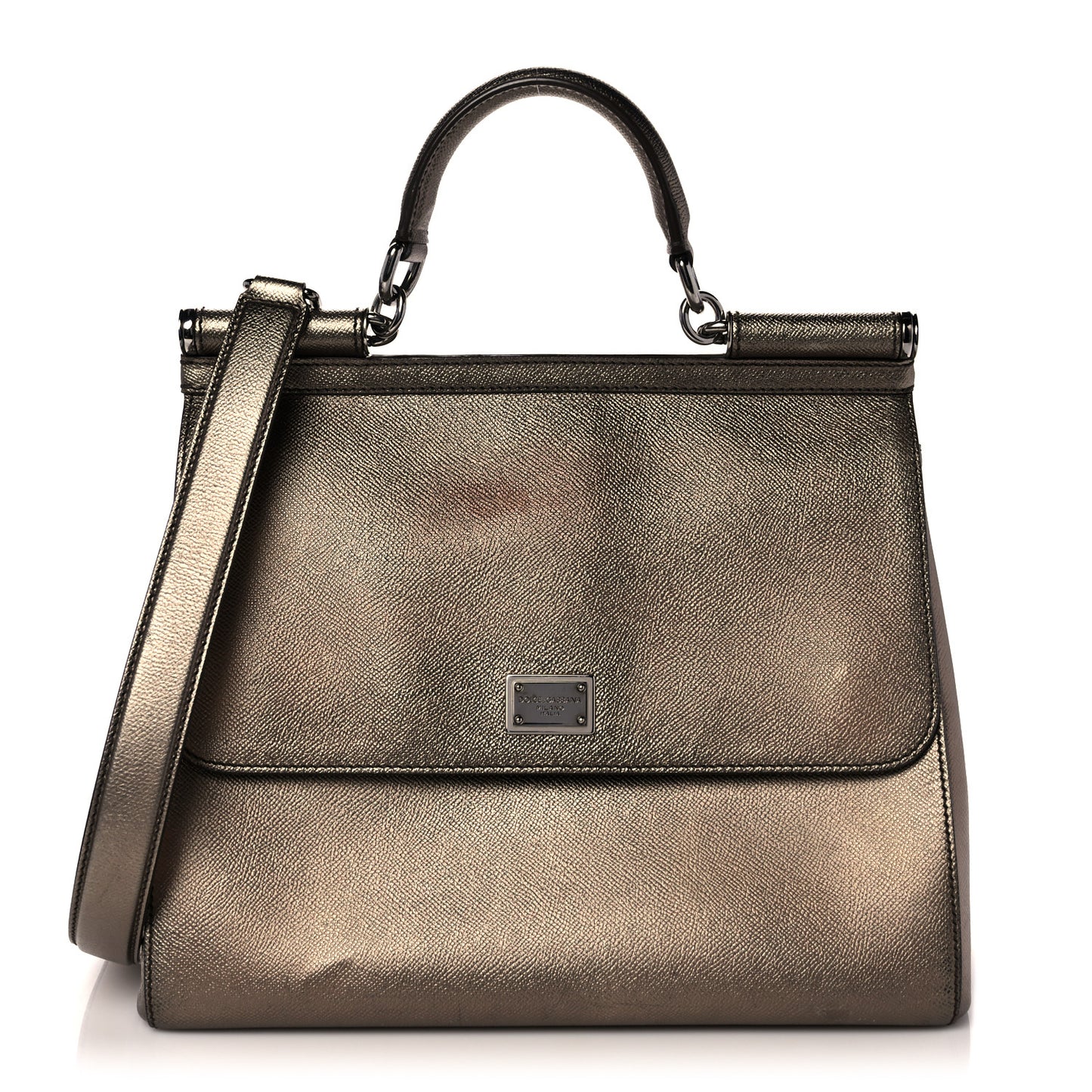 Metallic Dauphine Large Miss Sicily Satchel Bronze