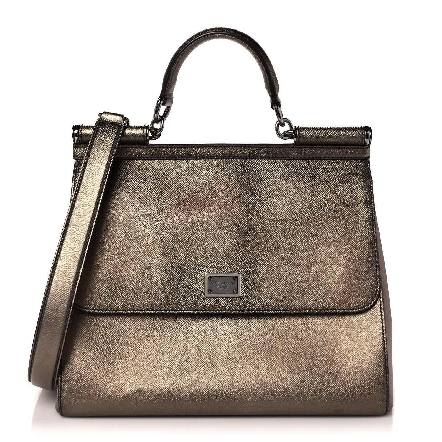 Dolce & Gabbana Metallic Dauphine Large Miss Sicily Satchel Bronze 1 of 11