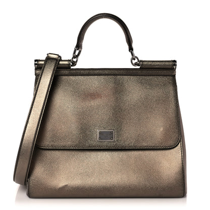 Dolce & Gabbana Metallic Dauphine Large Miss Sicily Satchel Bronze 1 of 11