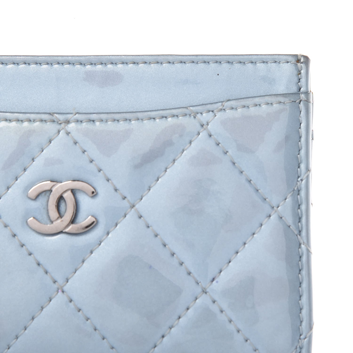 Chanel Patent Calfskin Quilted Card Holder Light Blue 15 of 17