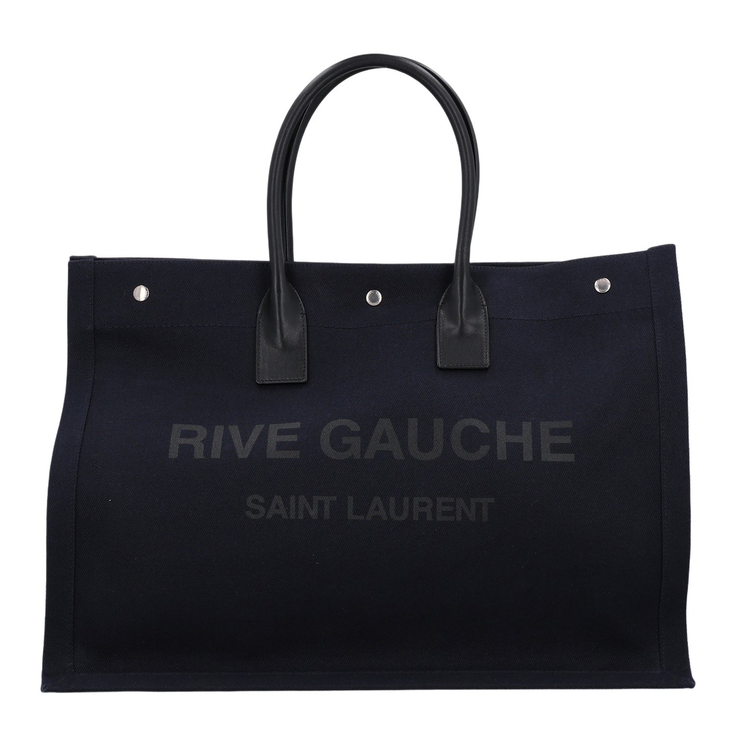 Linen Calfskin Rive Gauche Tote Navy