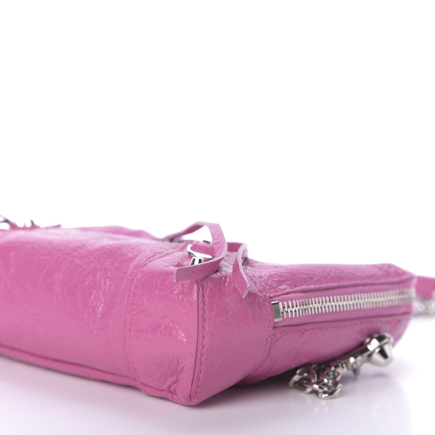 Balenciaga Agneau Arena Classic Silver Hardware Pouch With A Chain Crossbody Rose Flamingo 6 of 7
