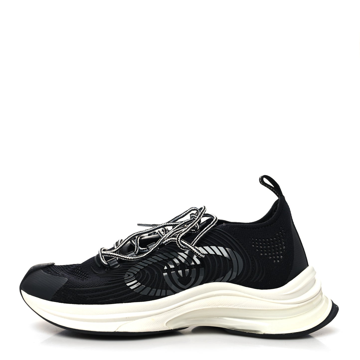 Technical Knit Fabric Waves Mens Gucci Run Sneakers 8.5 Black Loess