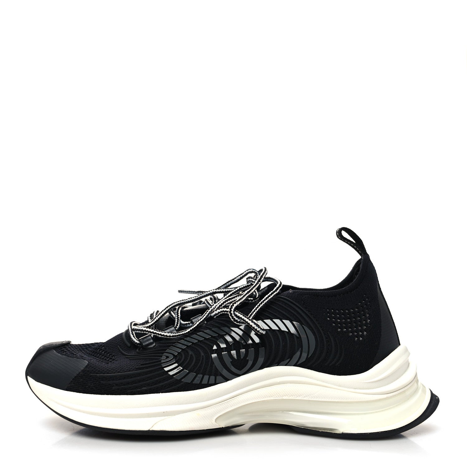 Gucci Technical Knit Fabric Waves Mens Gucci Run Sneakers 8.5 Black Loess 1 of 7