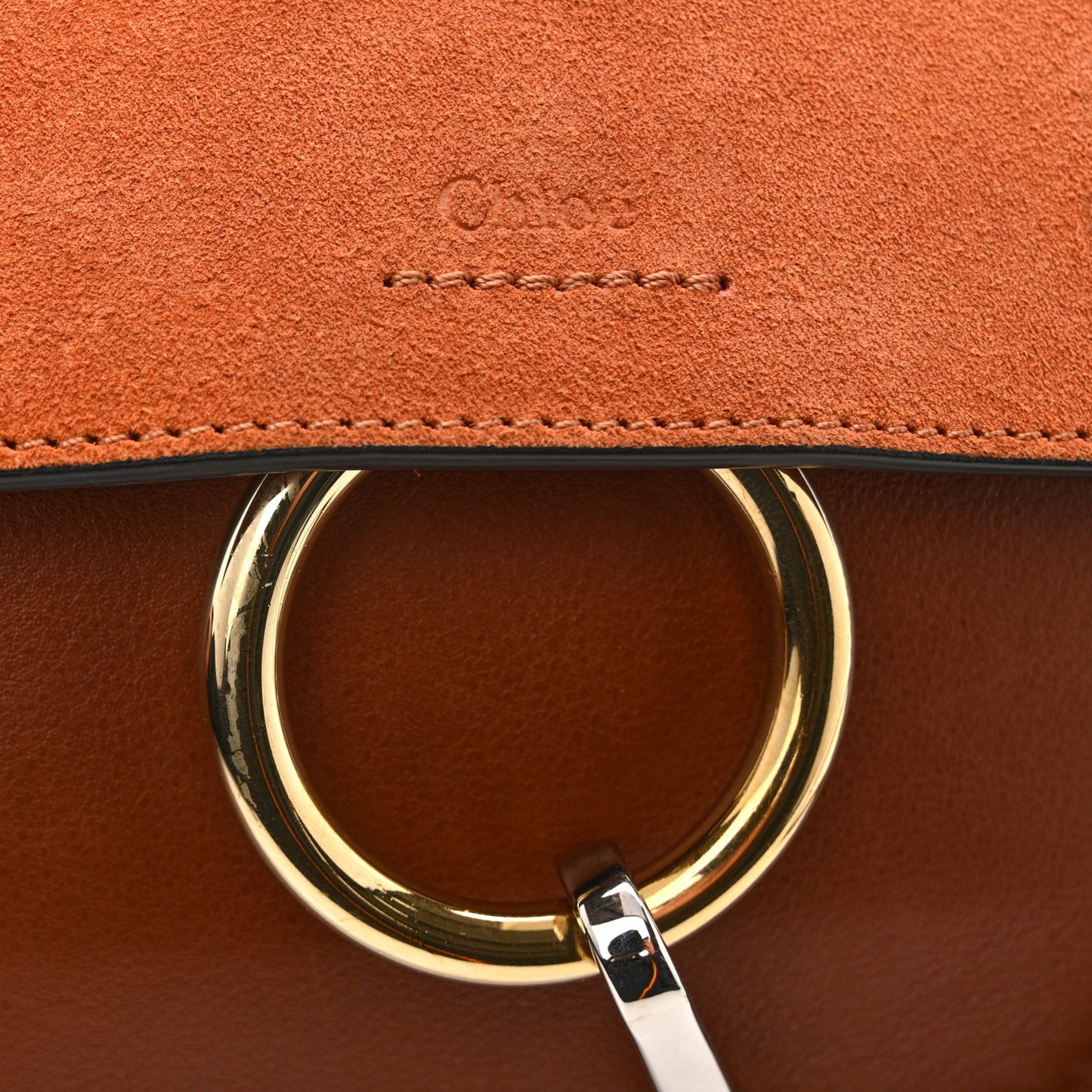 Calfskin Suede Mini Chain Faye Shoulder Bag Tobacco