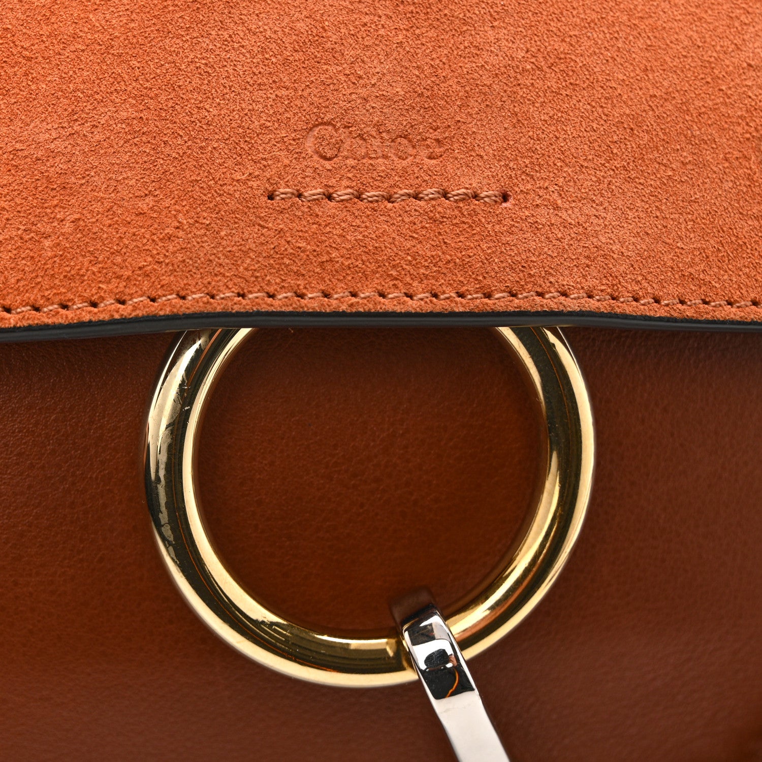 Chloe Calfskin Suede Mini Chain Faye Shoulder Bag Tobacco 12 of 12