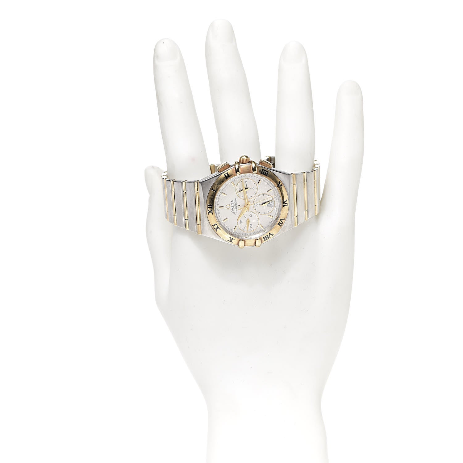Omega Stainless Steel 18K Yellow Gold 37mm Constellation Chronograph Quartz Watch White 1242.30.00 2 of 6