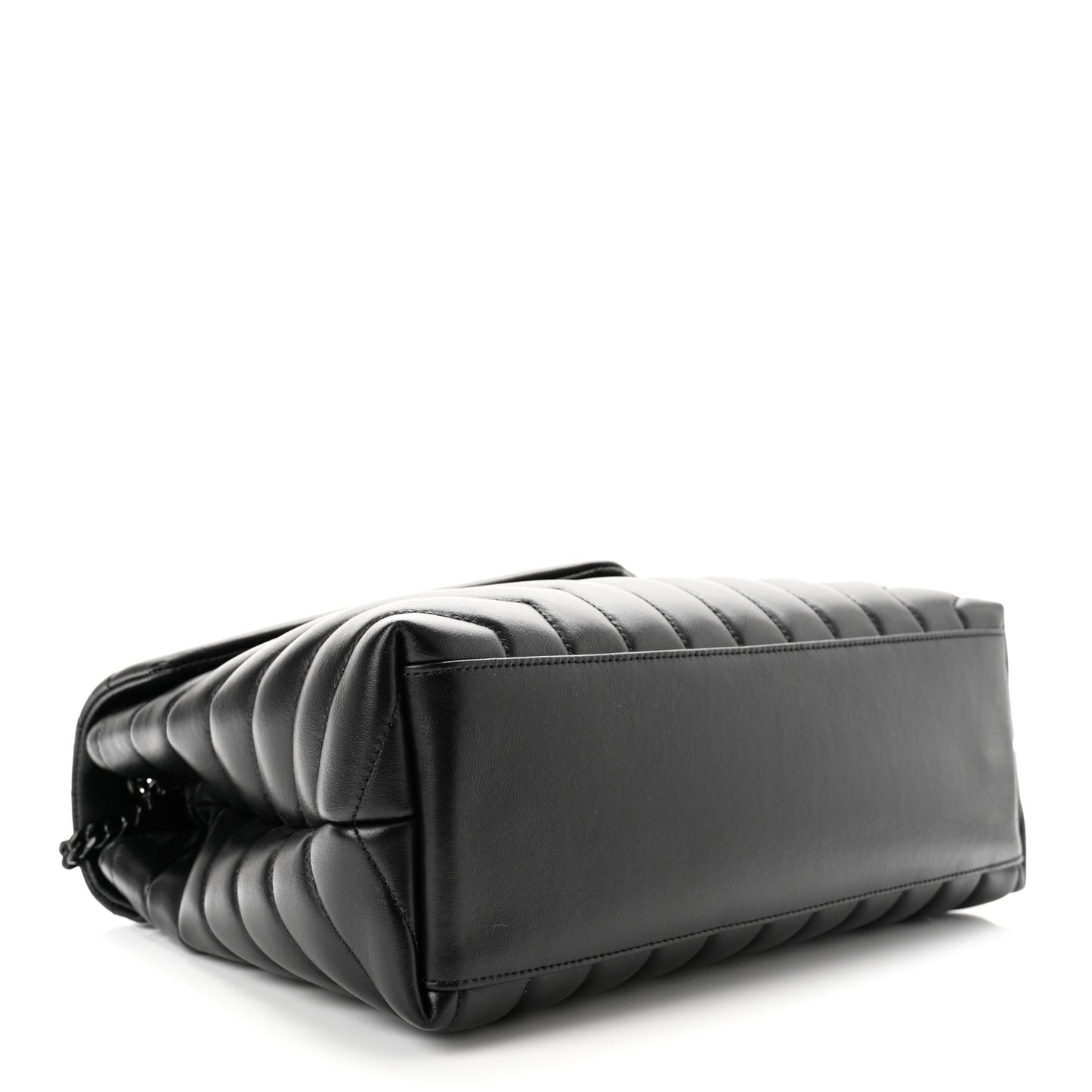 Calfskin Y Quilted Monogram Monochrome Medium Loulou Chain Satchel Black