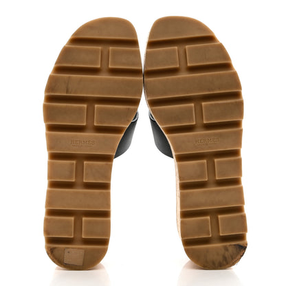 Hermes Calfskin Cork Eze 30 Sandals 36 Black 5 of 11