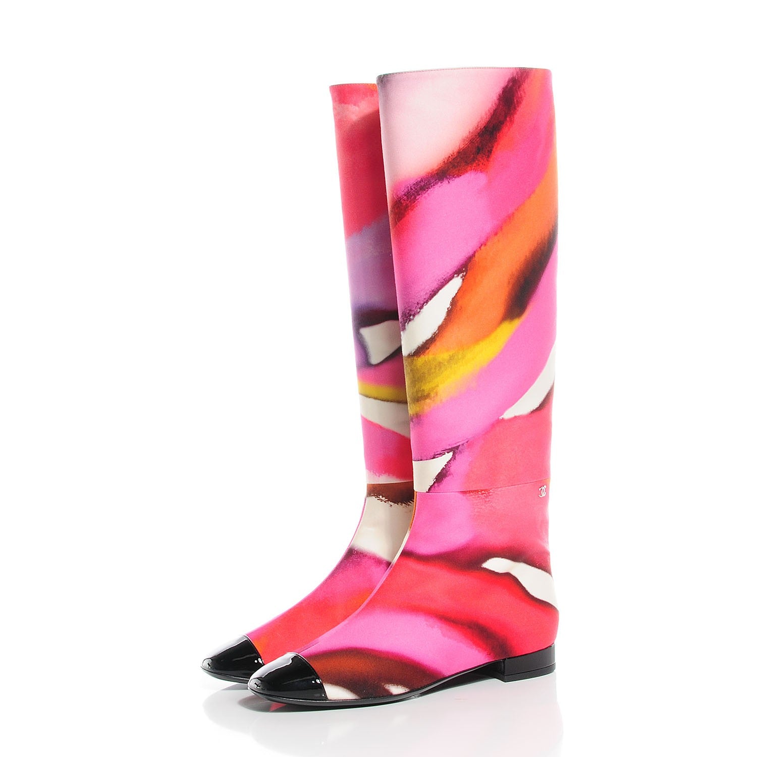 Chanel Patent Cap Toe Happy Hippie Boots 37.5 Multicolor 3 of 7