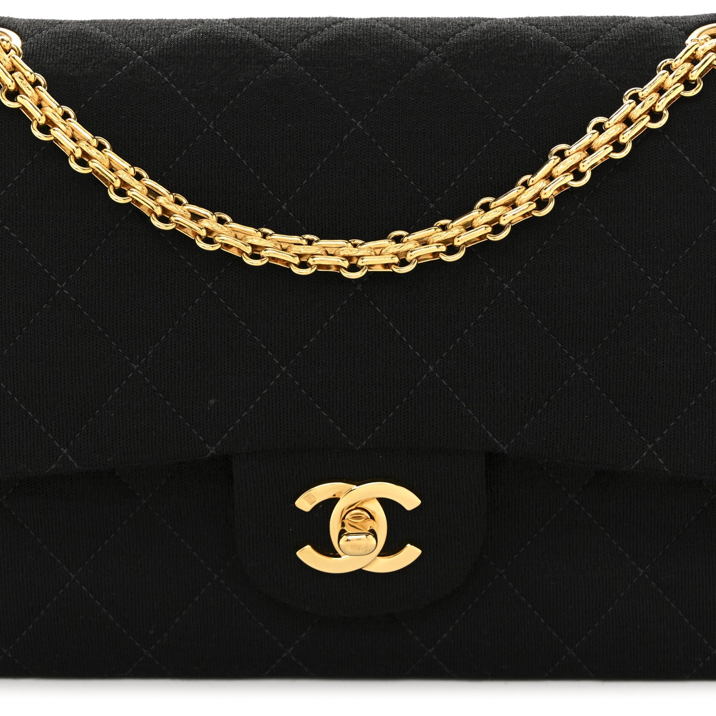 Jersey Quilted Medium Double Flap Black