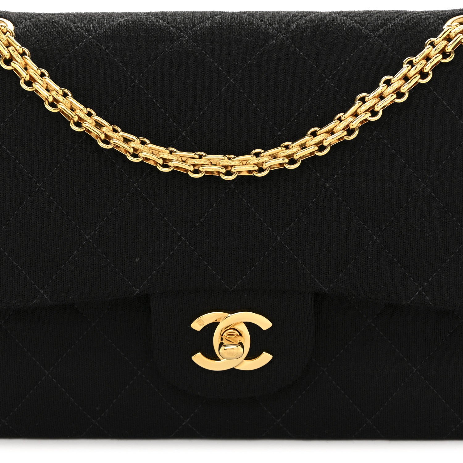 Chanel Jersey Quilted Medium Double Flap Black 9 of 13