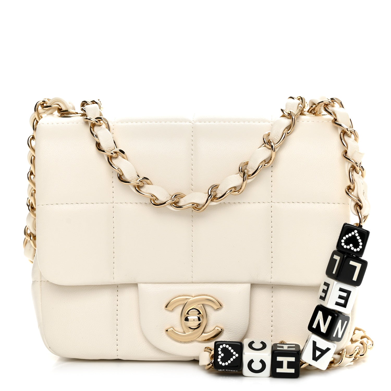 Chanel Lambskin Resin Crystal Square Quilted Monacoco Mini Square Flap White 1 of 12