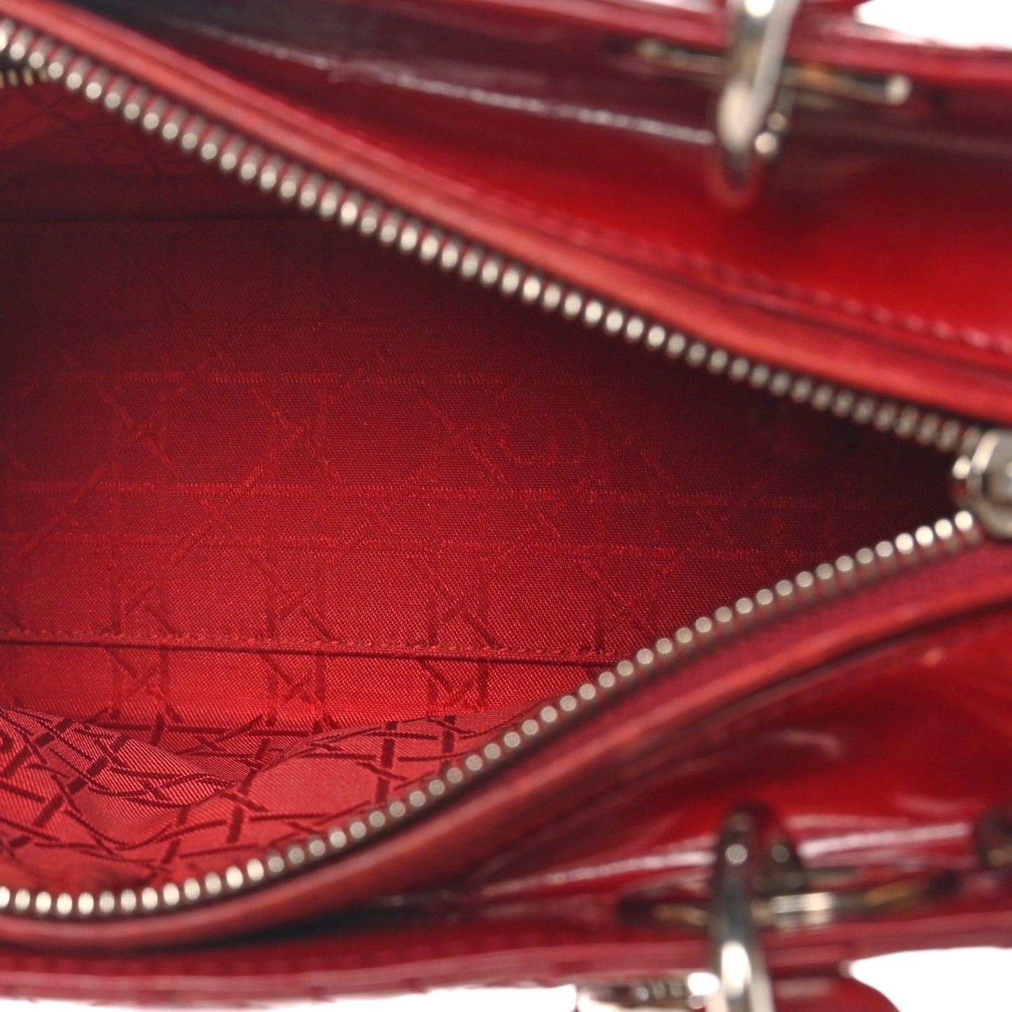 Patent Cannage Medium Lady Dior Red