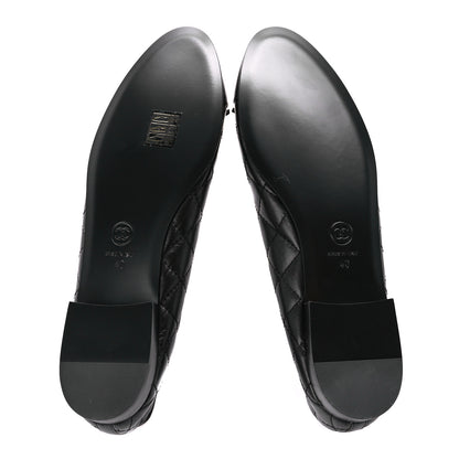 Chanel Aged Calfskin Quilted CC Cap Toe Ballerina Flats 40 Black 5 of 10