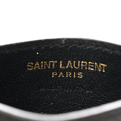 Saint Laurent Grain De Poudre Matelasse Chevron Monogram Credit Card Case Black 6 of 9