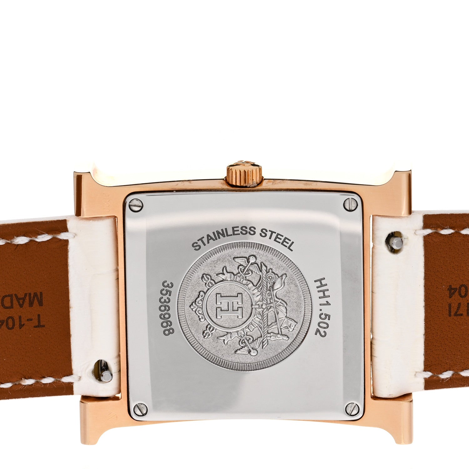 Hermes Stainless Steel Alligator Diamond Mother of Pearl 26mm Heure H Hour Quartz Watch Blanc 4 of 5